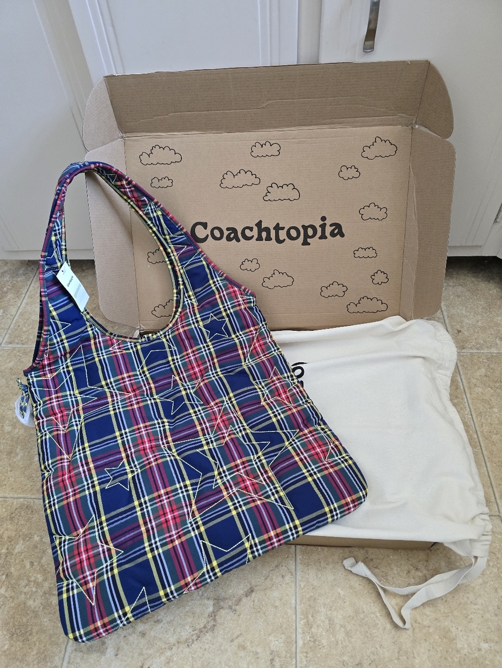 Coachtopia Loop Flat Tote With Plaid Star Quilting